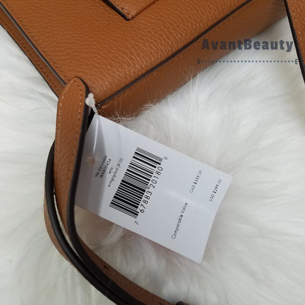 kate Spade New York Leila Top Zipper Crossbody Ginger Brown Large Front Zip Pock - Picture 4 of 10